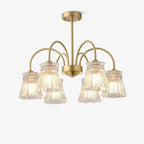 Lustra Chandelier Crystal Glass Gold Midcentury