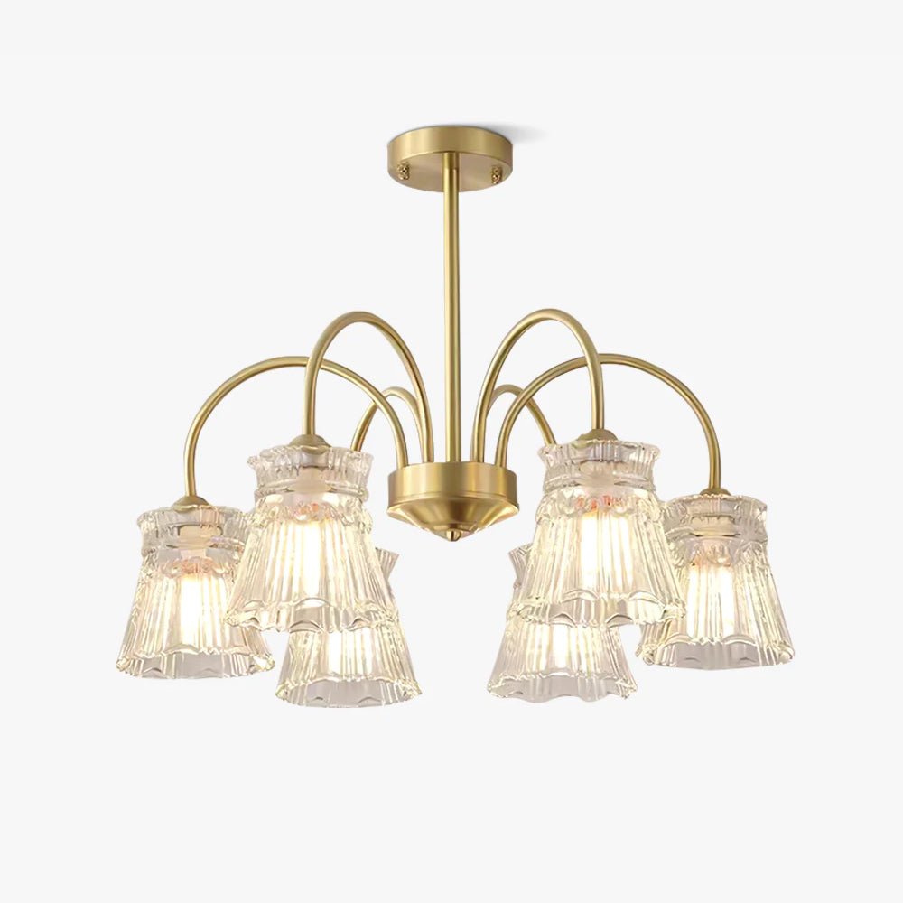 Lustra Chandelier Crystal Glass Gold Midcentury