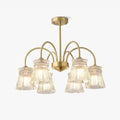 Lustra Chandelier Crystal Glass Gold Midcentury