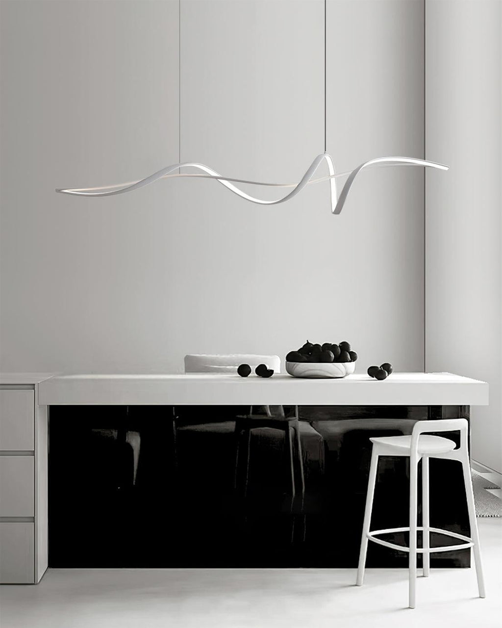 Aveline Modern Black LED Wave Pendant Light