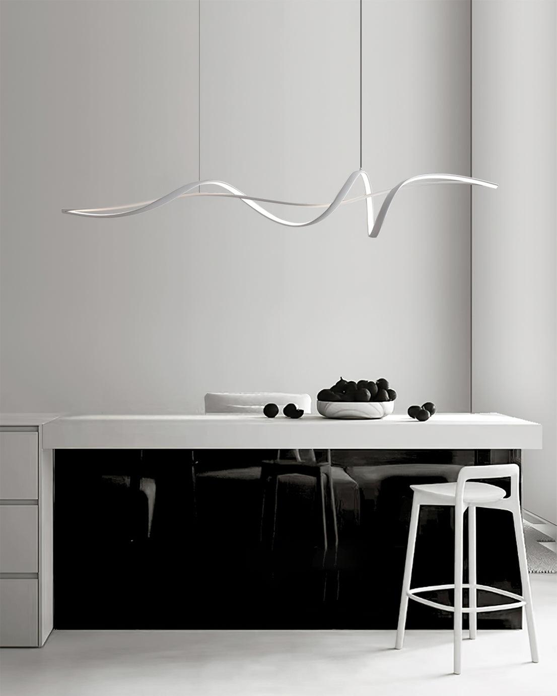Aveline Modern Black LED Wave Pendant Light