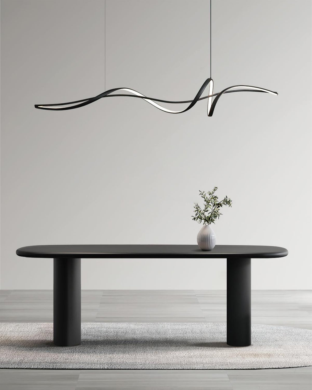 Aveline Modern Black LED Wave Pendant Light