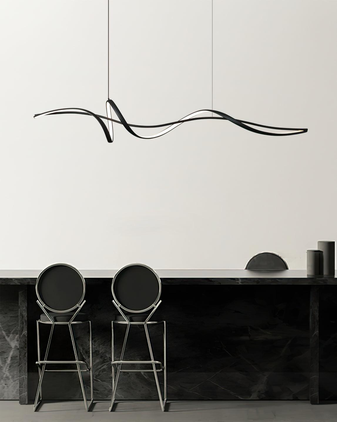 Aveline Modern Black LED Wave Pendant Light