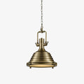 Solara Pendant Lamp Brass Ribbed Dome Industrial