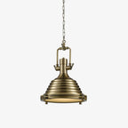 Solara Pendant Lamp Brass Ribbed Dome Industrial