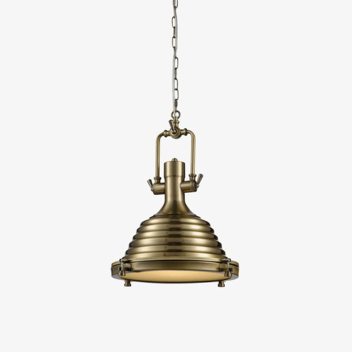 Solara Pendant Lamp Brass Ribbed Dome Industrial