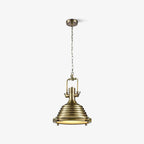 Solara Pendant Lamp Brass Ribbed Dome Industrial