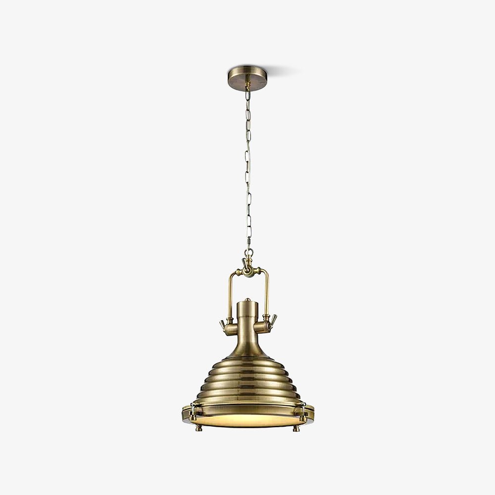 Solara Pendant Lamp Brass Ribbed Dome Industrial