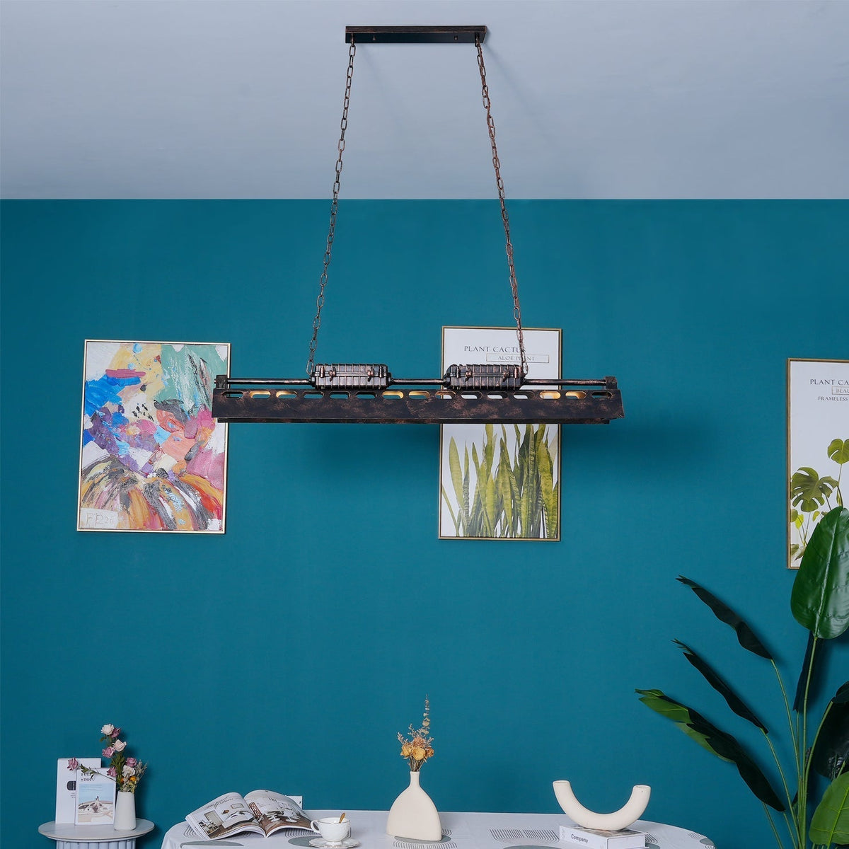 Lustra Chandelier Industrial Rectangular Frame
