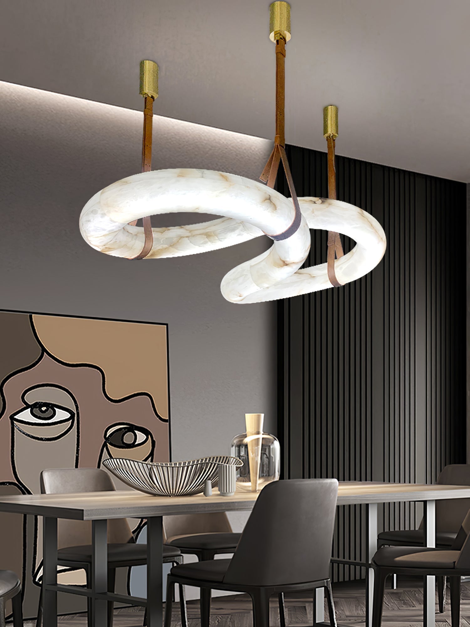 Althaen Postmodern Luxury Brown Alabaster Chandelier