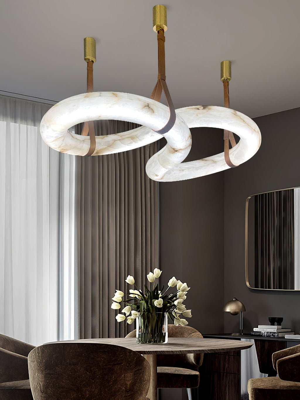Althaen Postmodern Luxury Brown Alabaster Chandelier