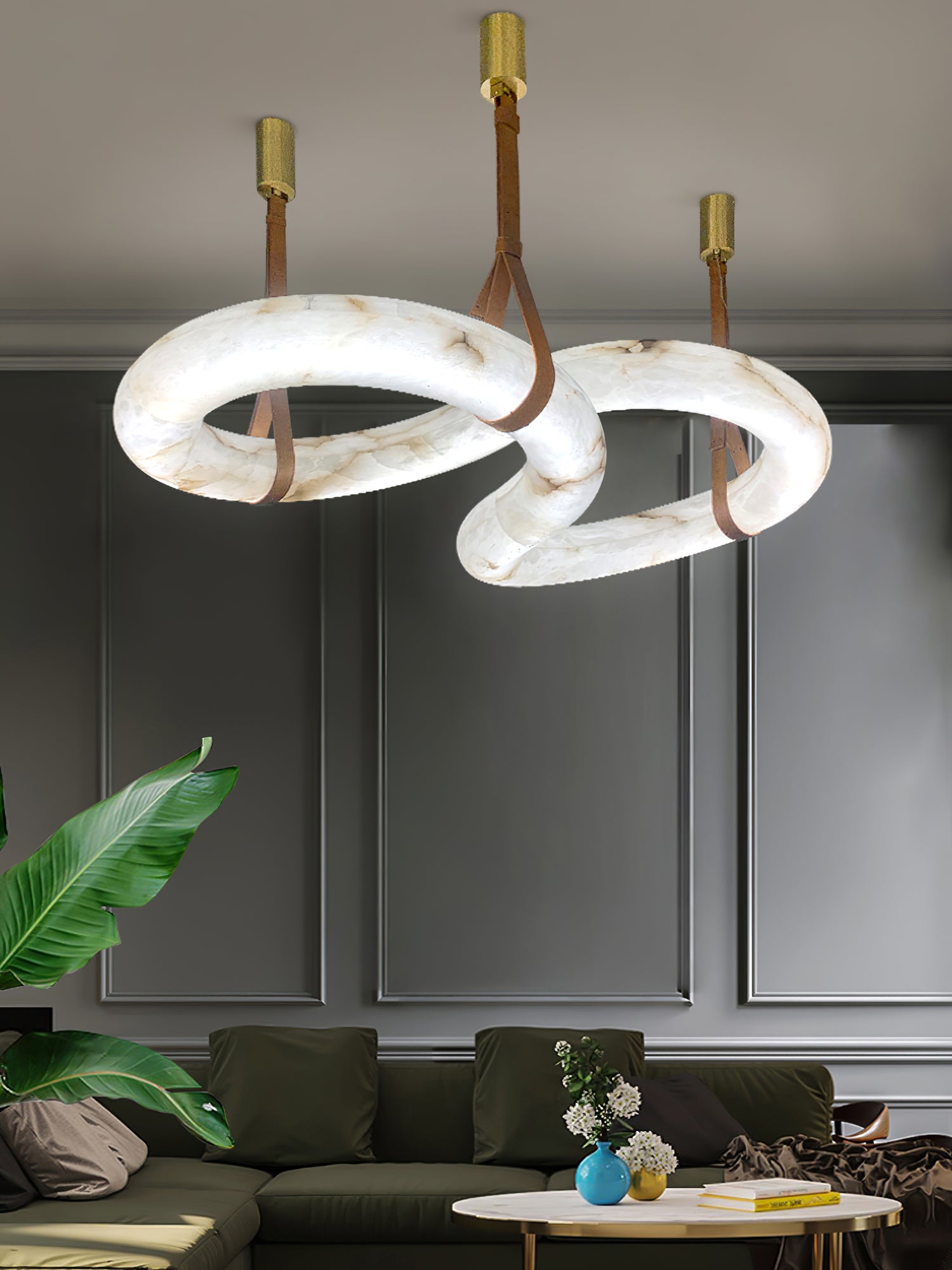 Althaen Postmodern Luxury Brown Alabaster Chandelier