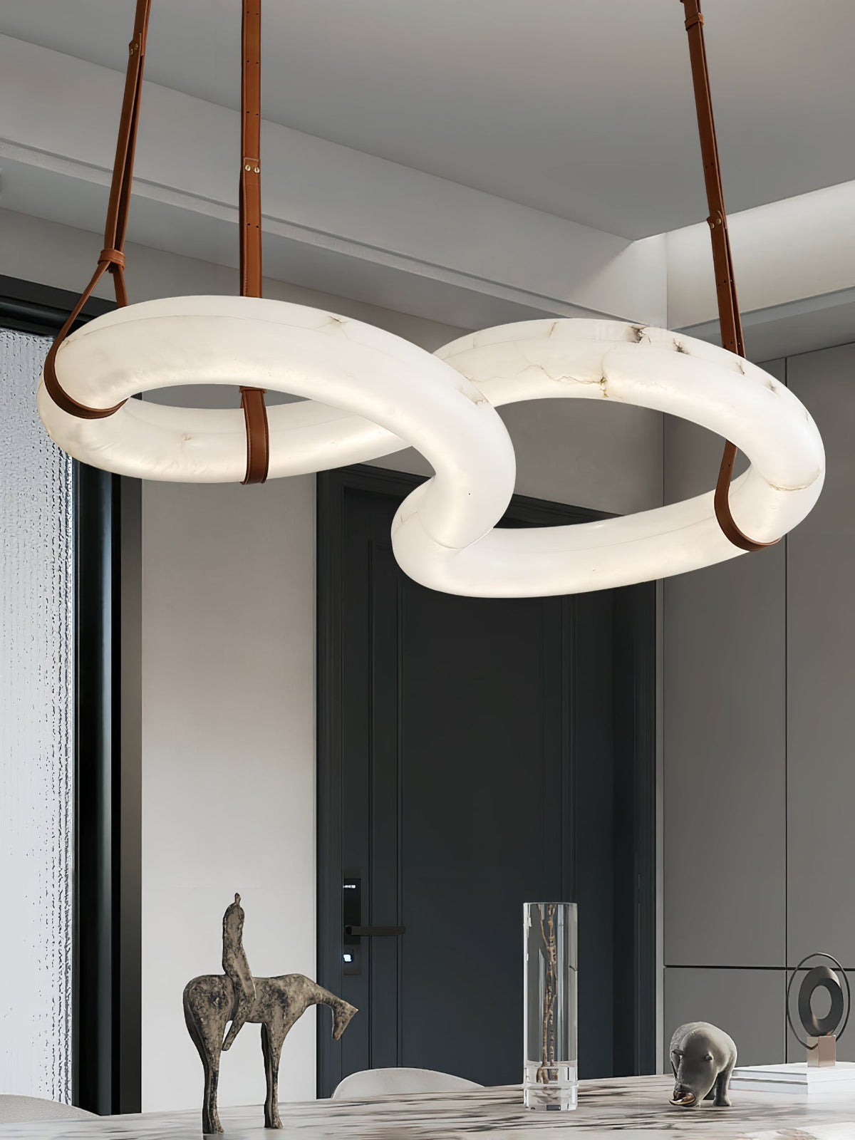 Althaen Postmodern Luxury Brown Alabaster Chandelier