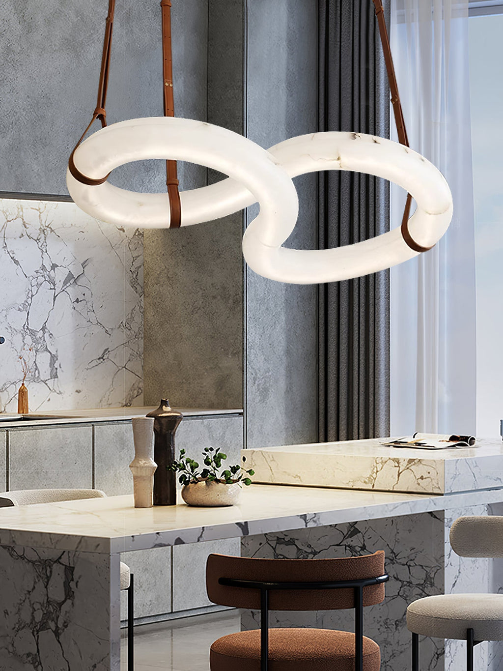 Althaen Postmodern Luxury Brown Alabaster Chandelier