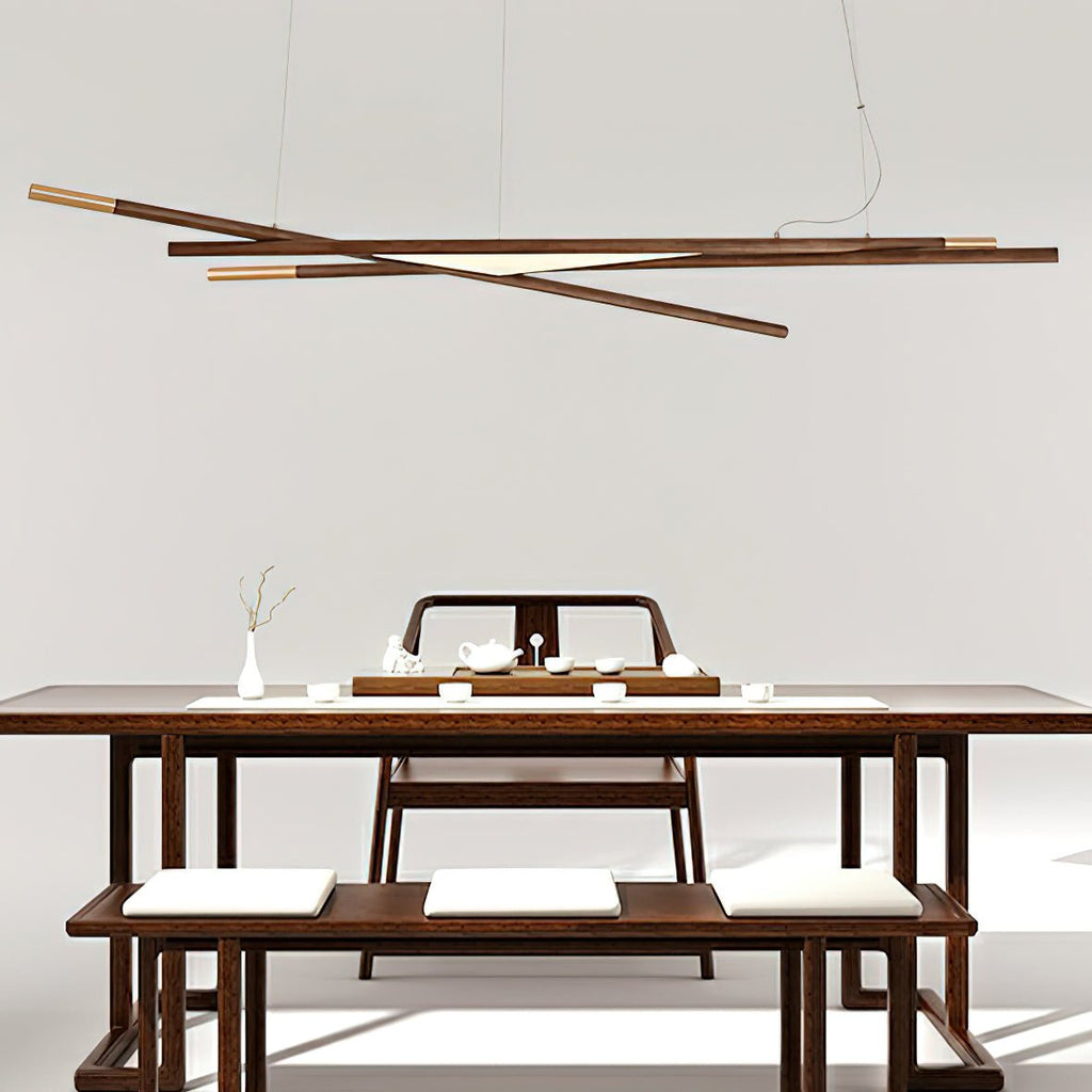 Aurora Chandelier Wooden Linear LED