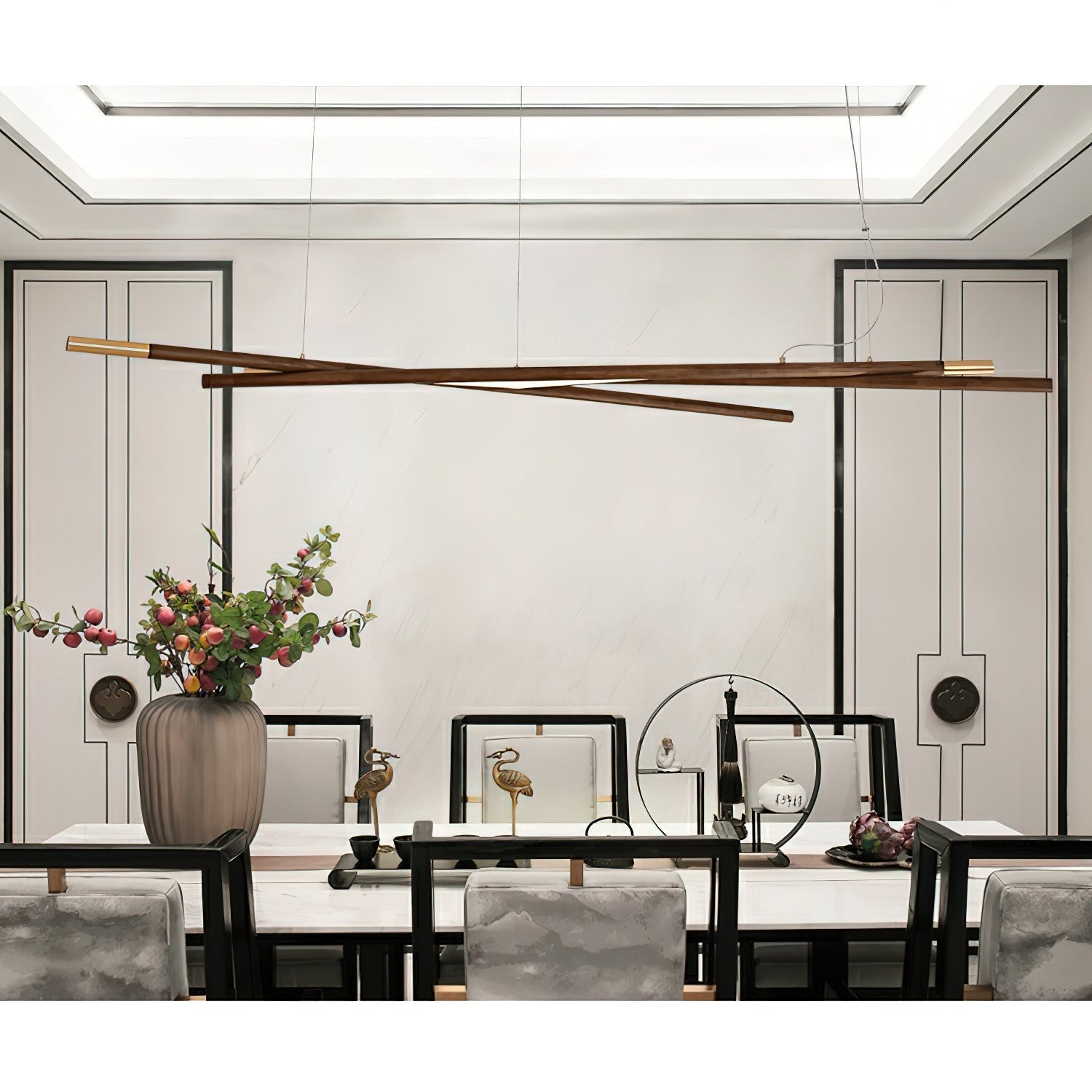 Aurora Chandelier Wooden Linear LED