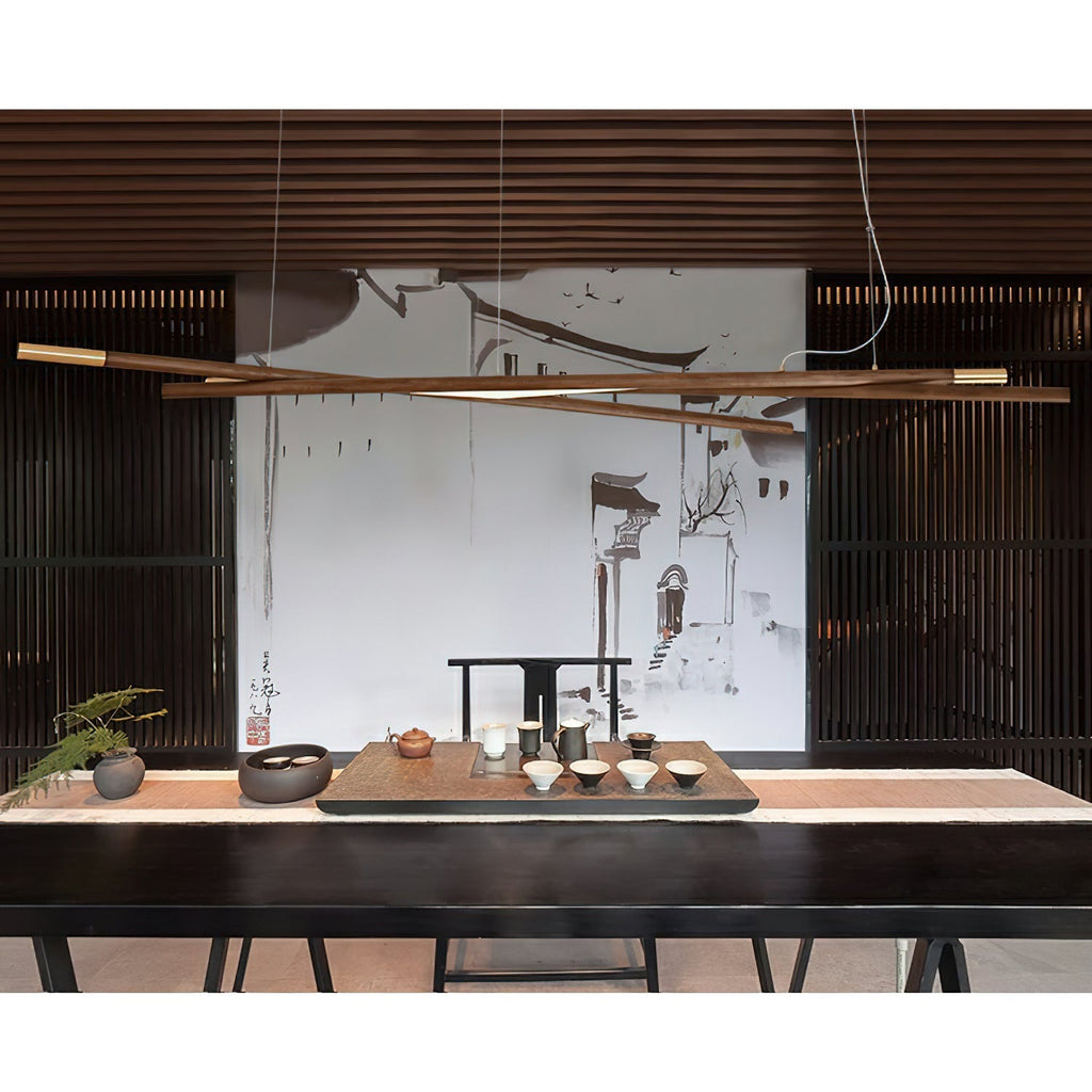 Aurora Chandelier Wooden Linear LED