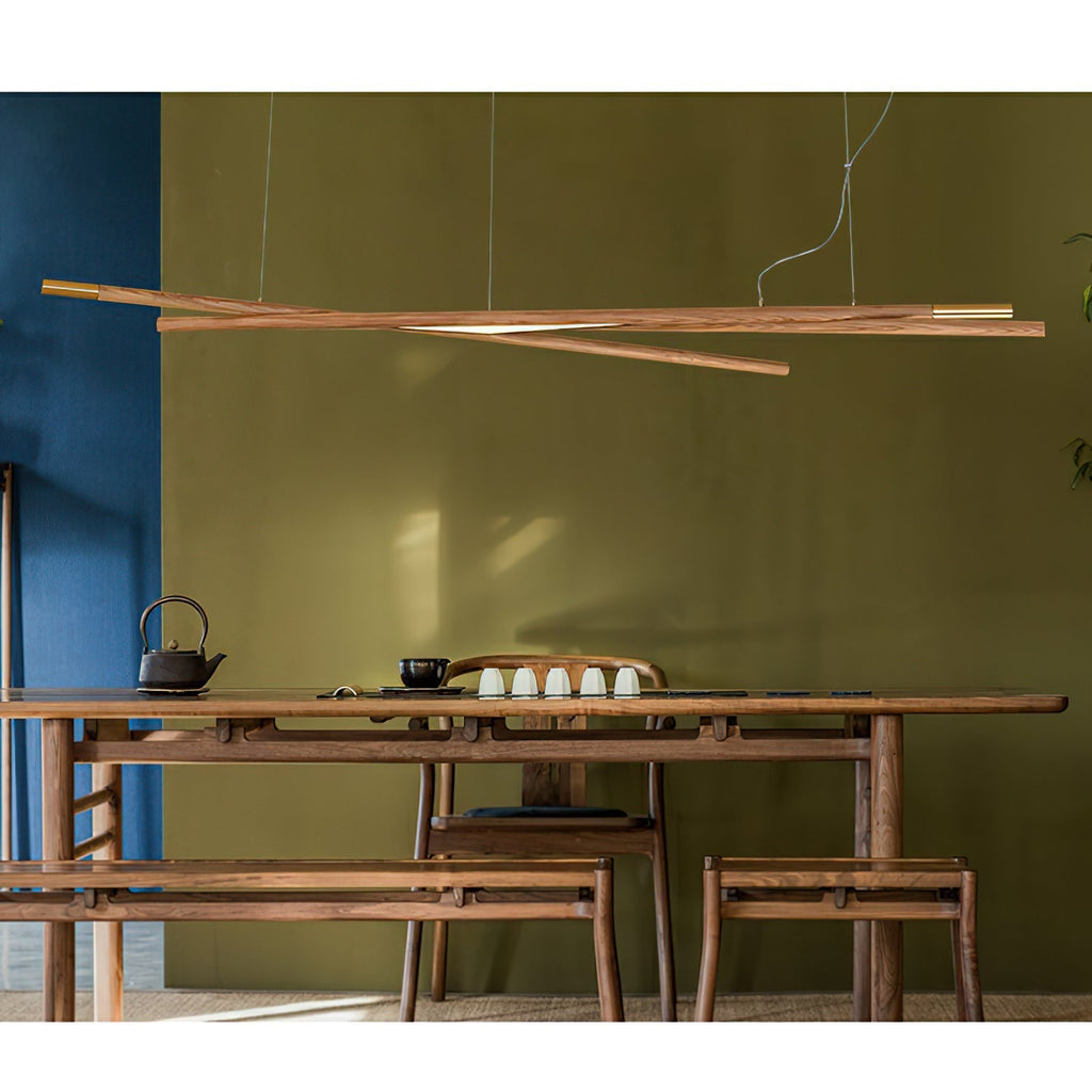 Aurora Chandelier Wooden Linear LED