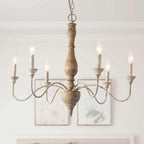 Eurloryra Vintage Candle Hand-carved Wood Chandelier