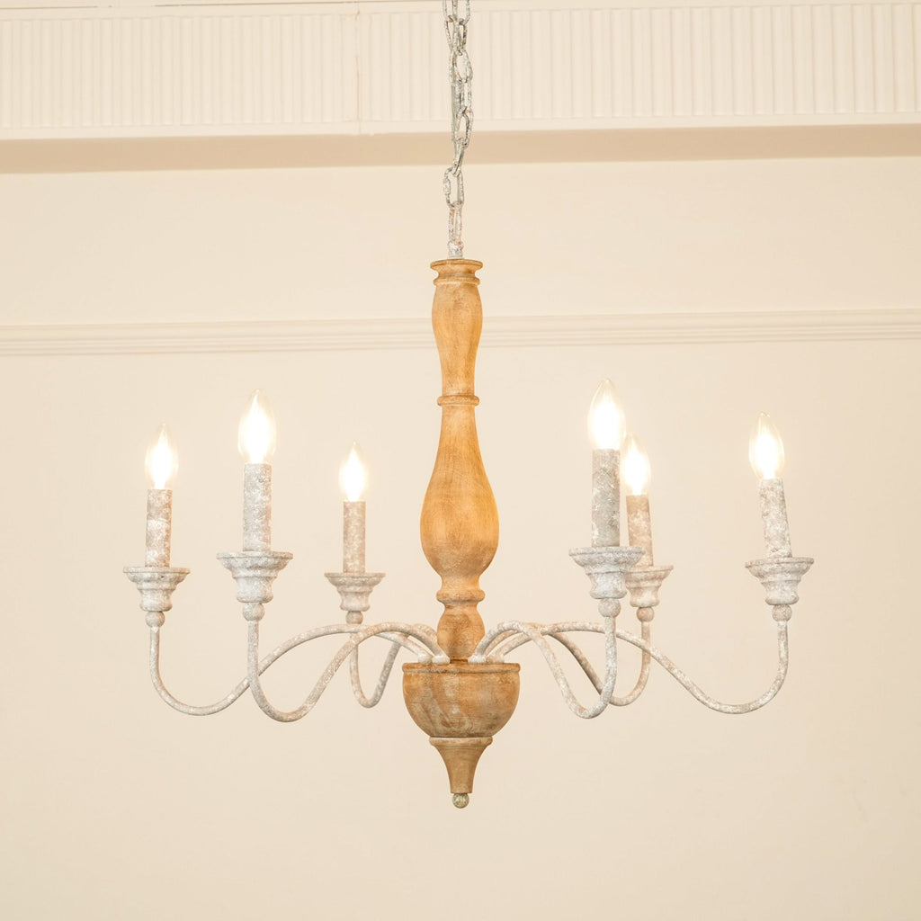 Eurloryra Vintage Candle Hand-carved Wood Chandelier