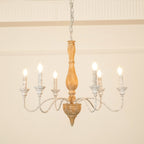 Eurloryra Vintage Candle Hand-carved Wood Chandelier