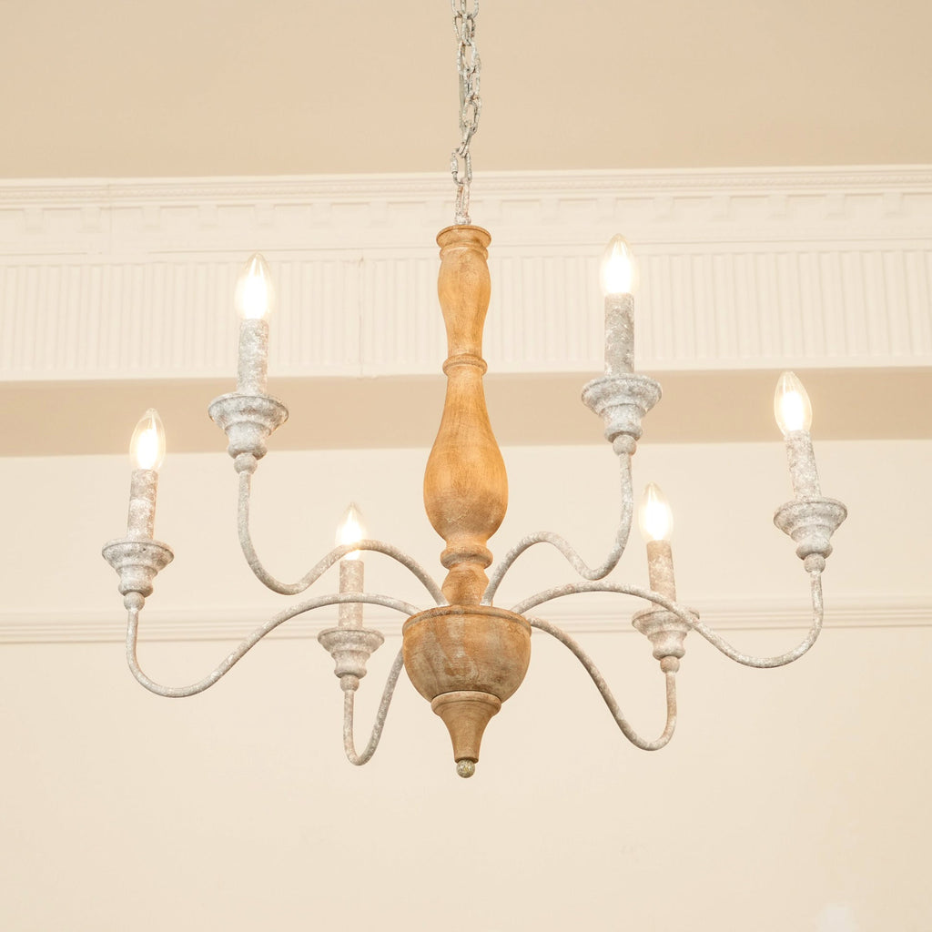 Eurloryra Vintage Candle Hand-carved Wood Chandelier