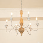 Eurloryra Vintage Candle Hand-carved Wood Chandelier