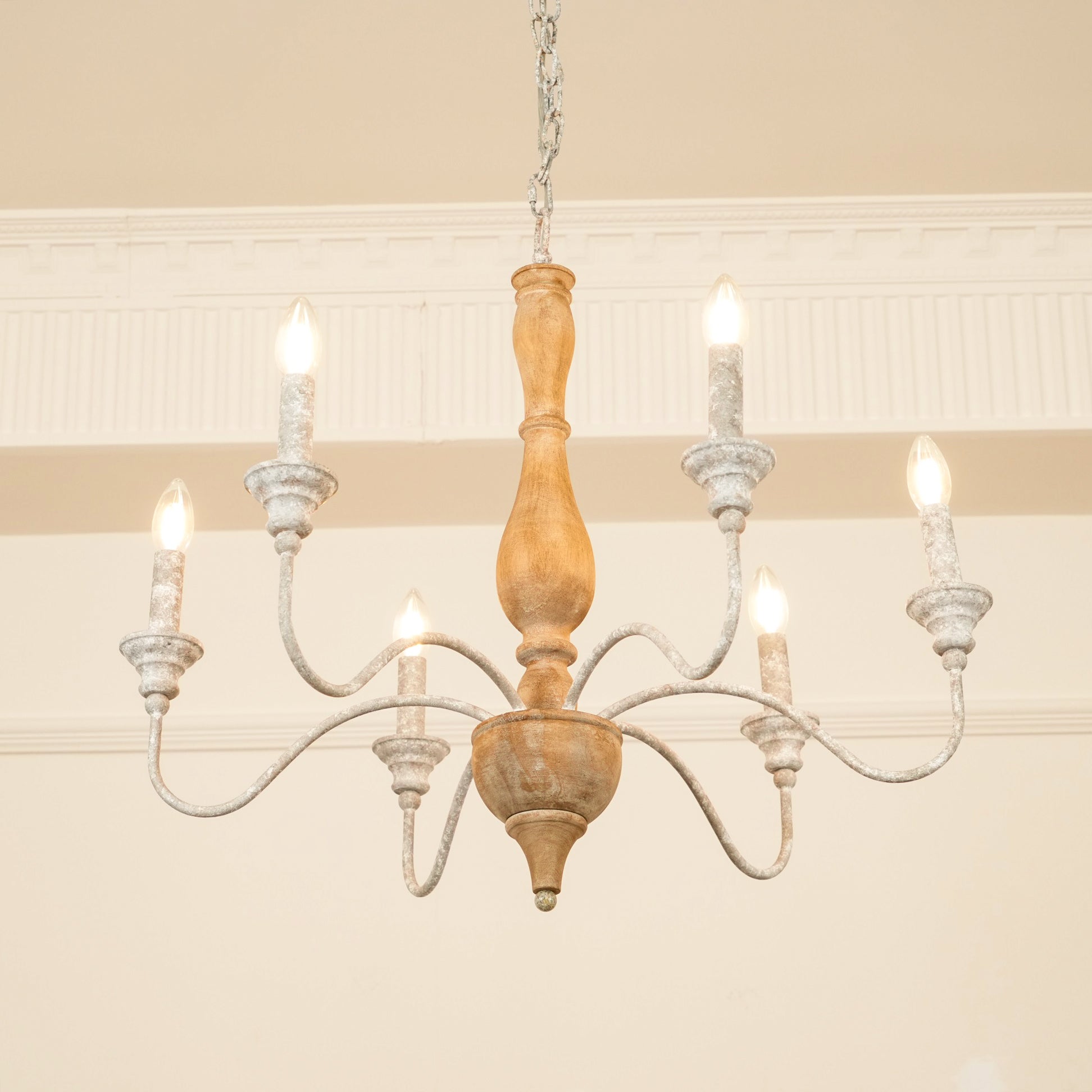 Eurloryra Vintage Candle Hand-carved Wood Chandelier