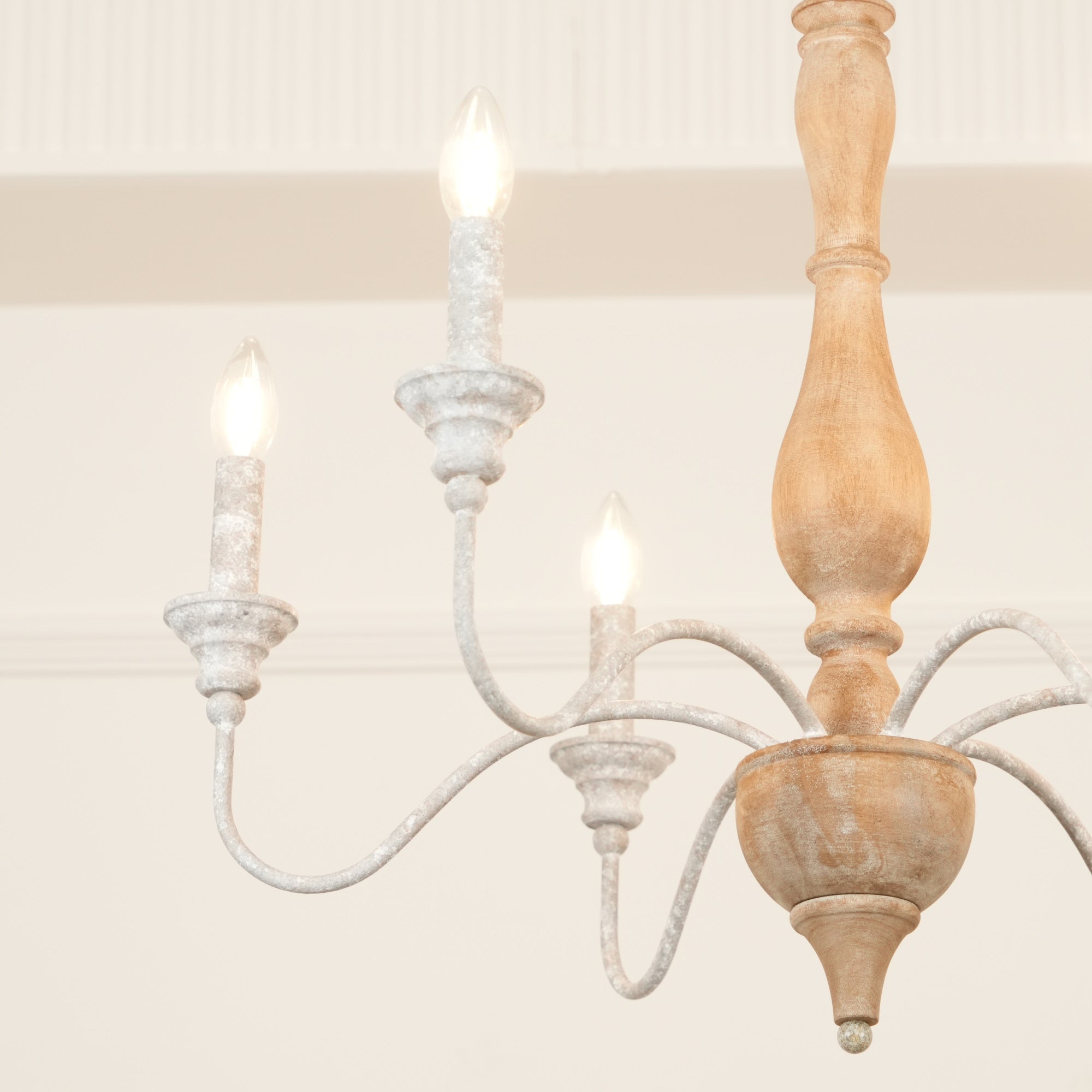 Eurloryra Vintage Candle Hand-carved Wood Chandelier