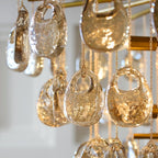Aurora Chandelier Amber Seedy Glass Drop Antique Brass
