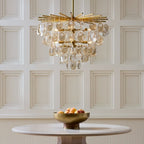 Aurora Chandelier Amber Seedy Glass Drop Antique Brass