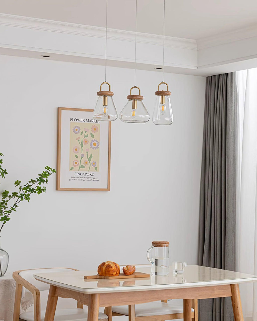 Jars Pendant Lamp Glass Wooden Minimalist
