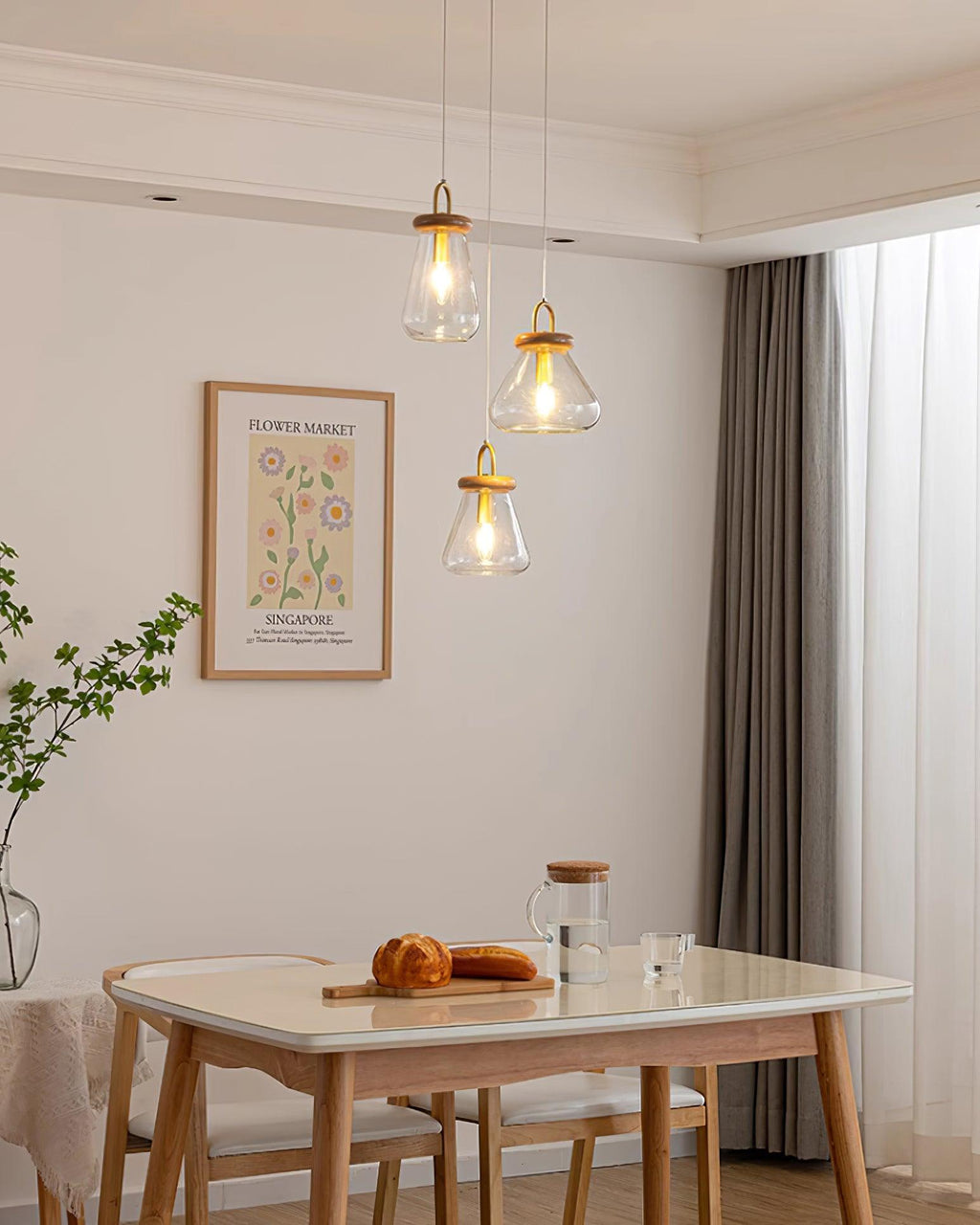 Jars Pendant Lamp Glass Wooden Minimalist