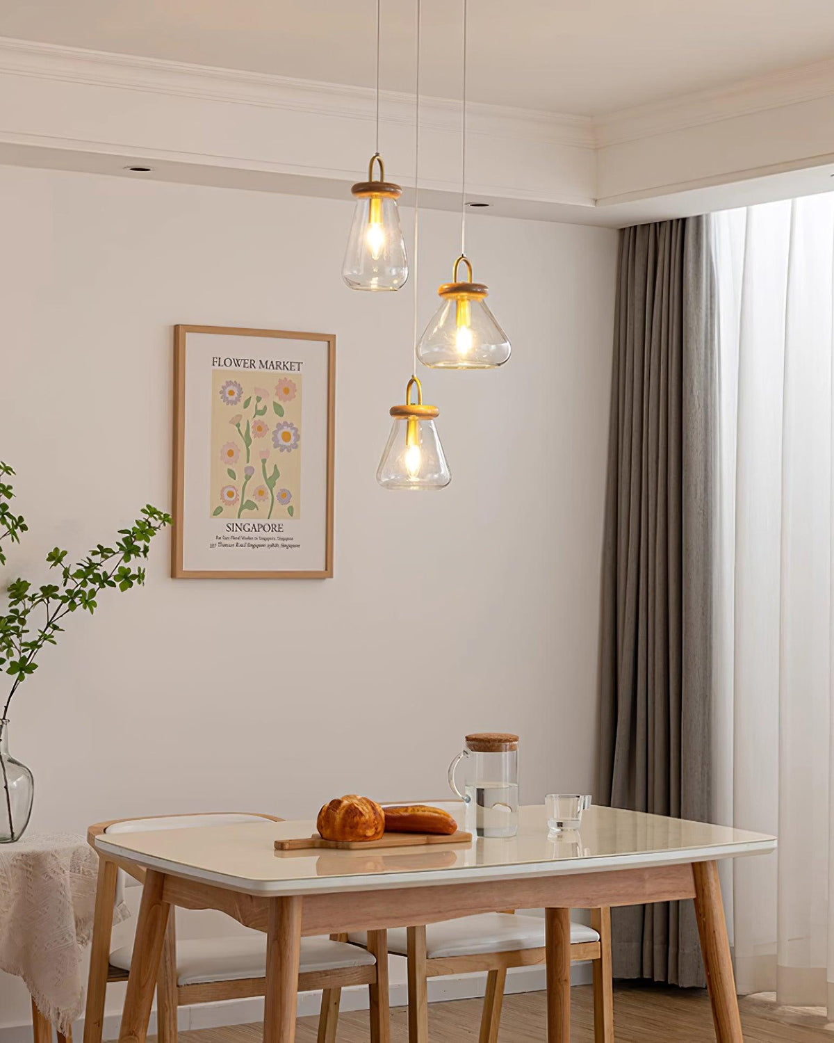 Jars Pendant Lamp Glass Wooden Minimalist