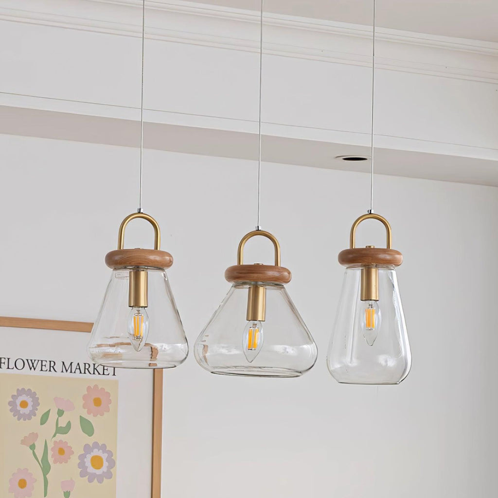 Jars Pendant Lamp Glass Wooden Minimalist