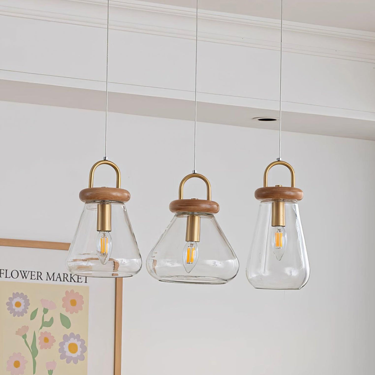 Jars Pendant Lamp Glass Wooden Minimalist