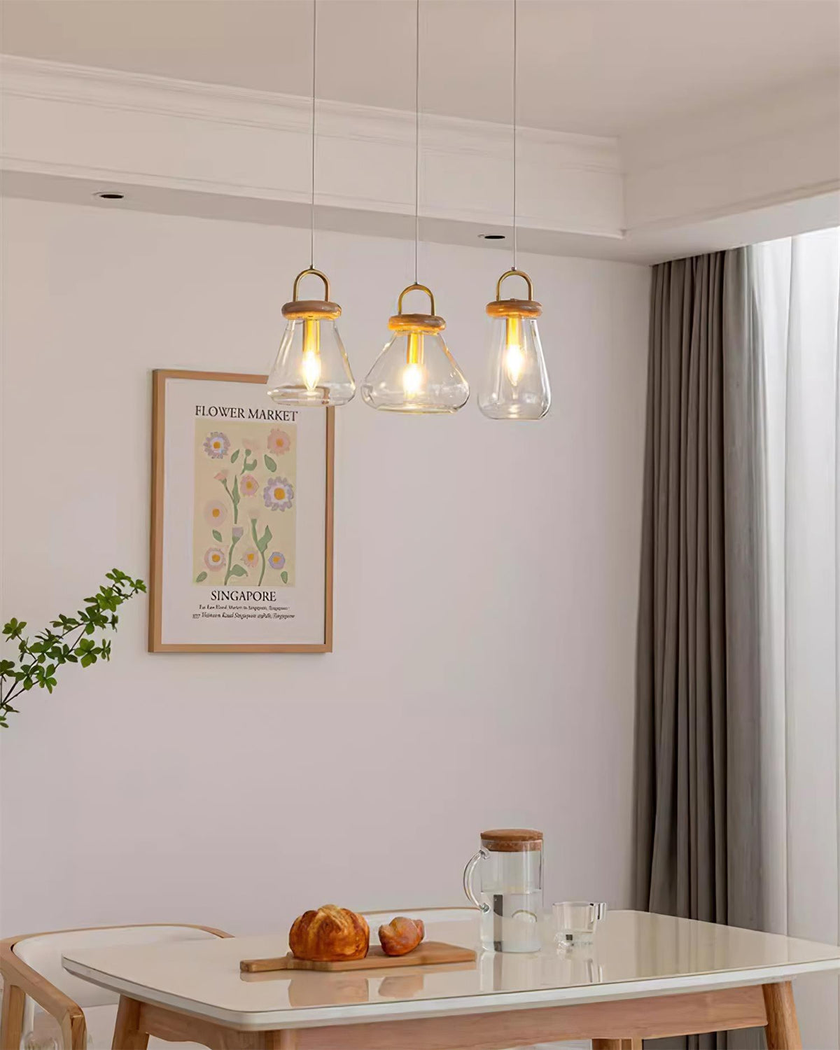 Jars Pendant Lamp Glass Wooden Minimalist