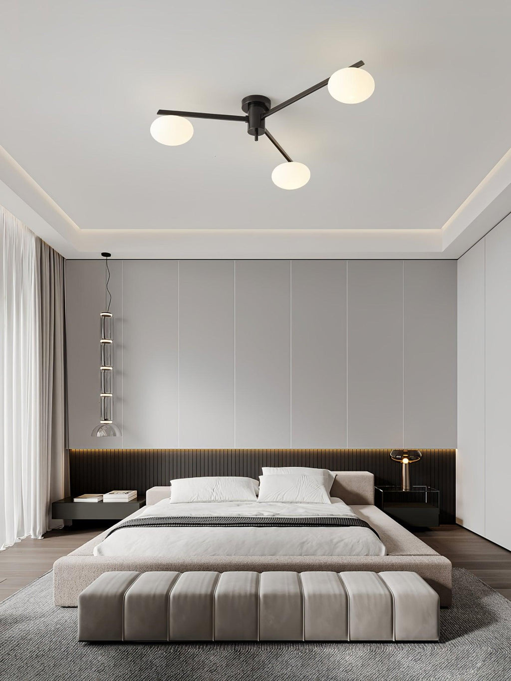 Lustra Ceiling Lamp Black White Glass