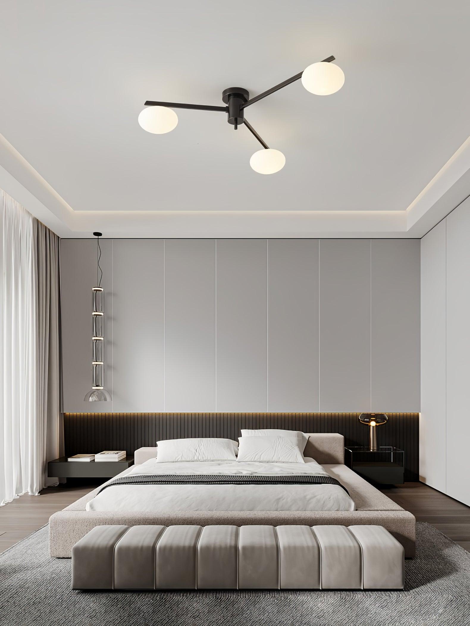 Lustra Ceiling Lamp Black White Glass