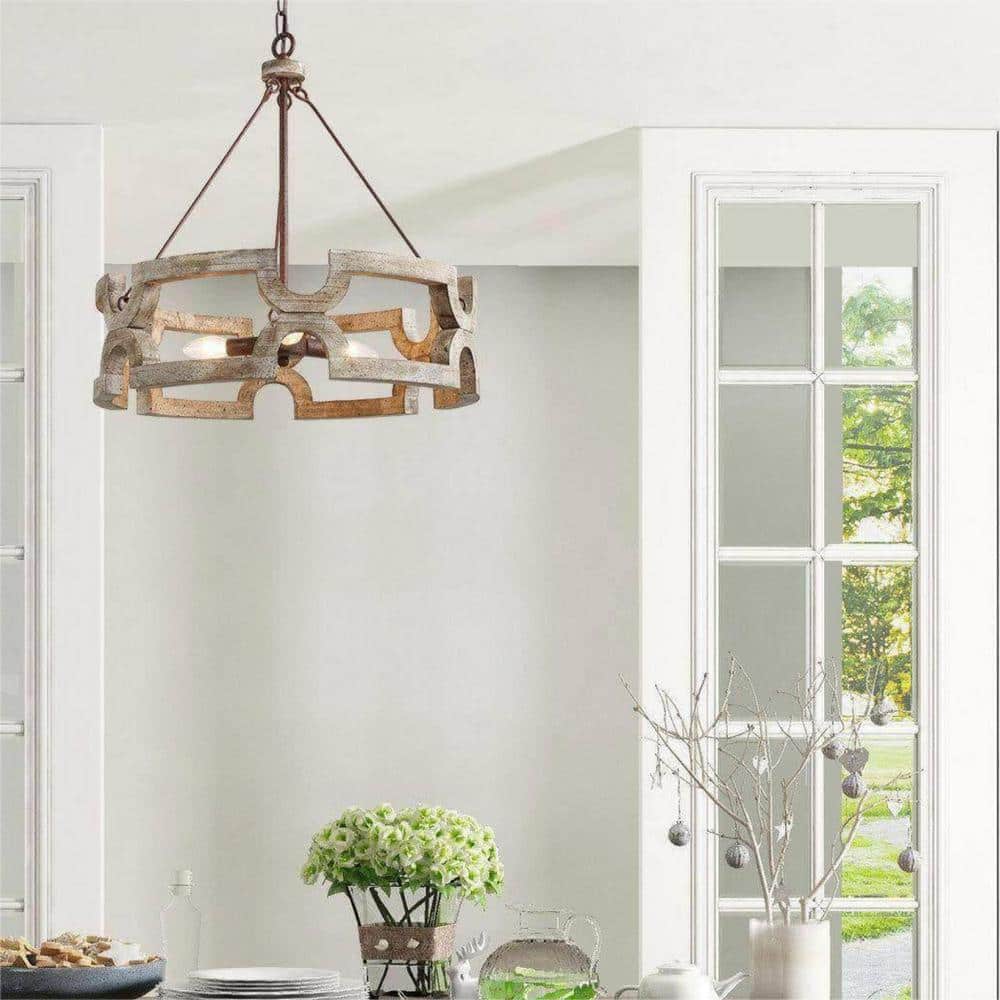 Evelan Individual Creativity Hand-carved Wood Chandelier