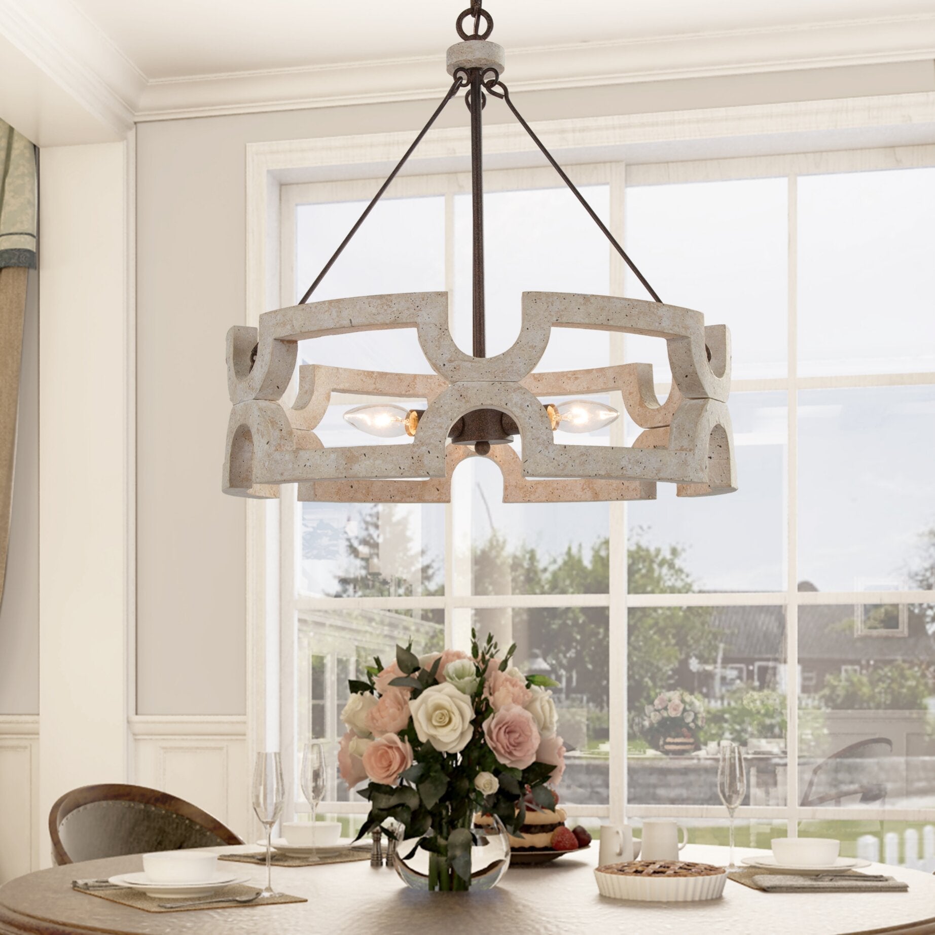 Evelan Individual Creativity Hand-carved Wood Chandelier