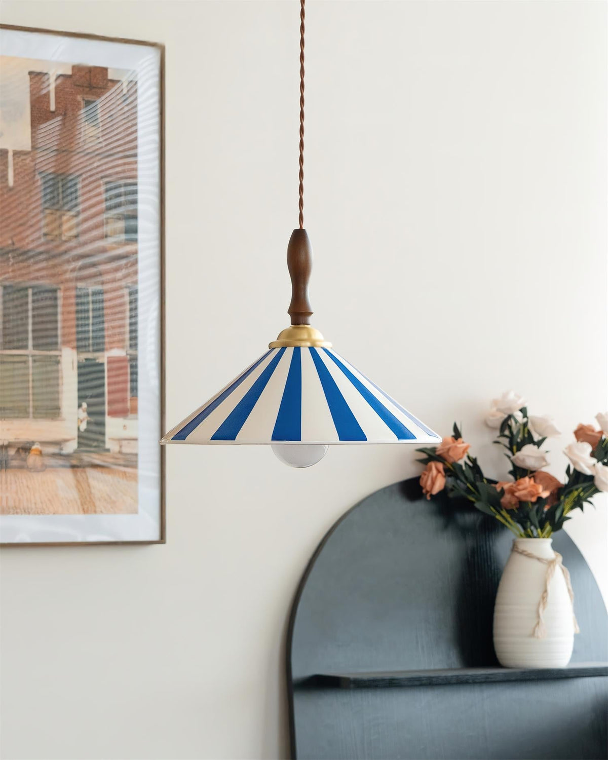 Jollycap Pendant Lamp Striped Ceramic Shade