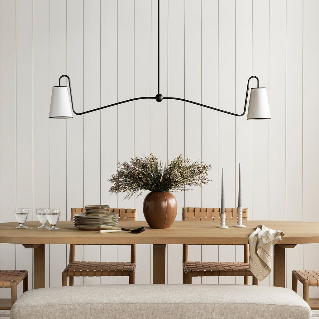 Ormirarae Vintage Industrial Linear Brass Fabric Pendant Lamp