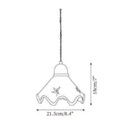 Pendant Lamp Ceramic Wavy Shade Rustic Brown Trim Retro Farmhouse