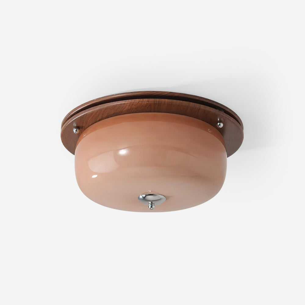 Ceiling Light Glass Flush Mount Modern Minimalist Walnut Brown