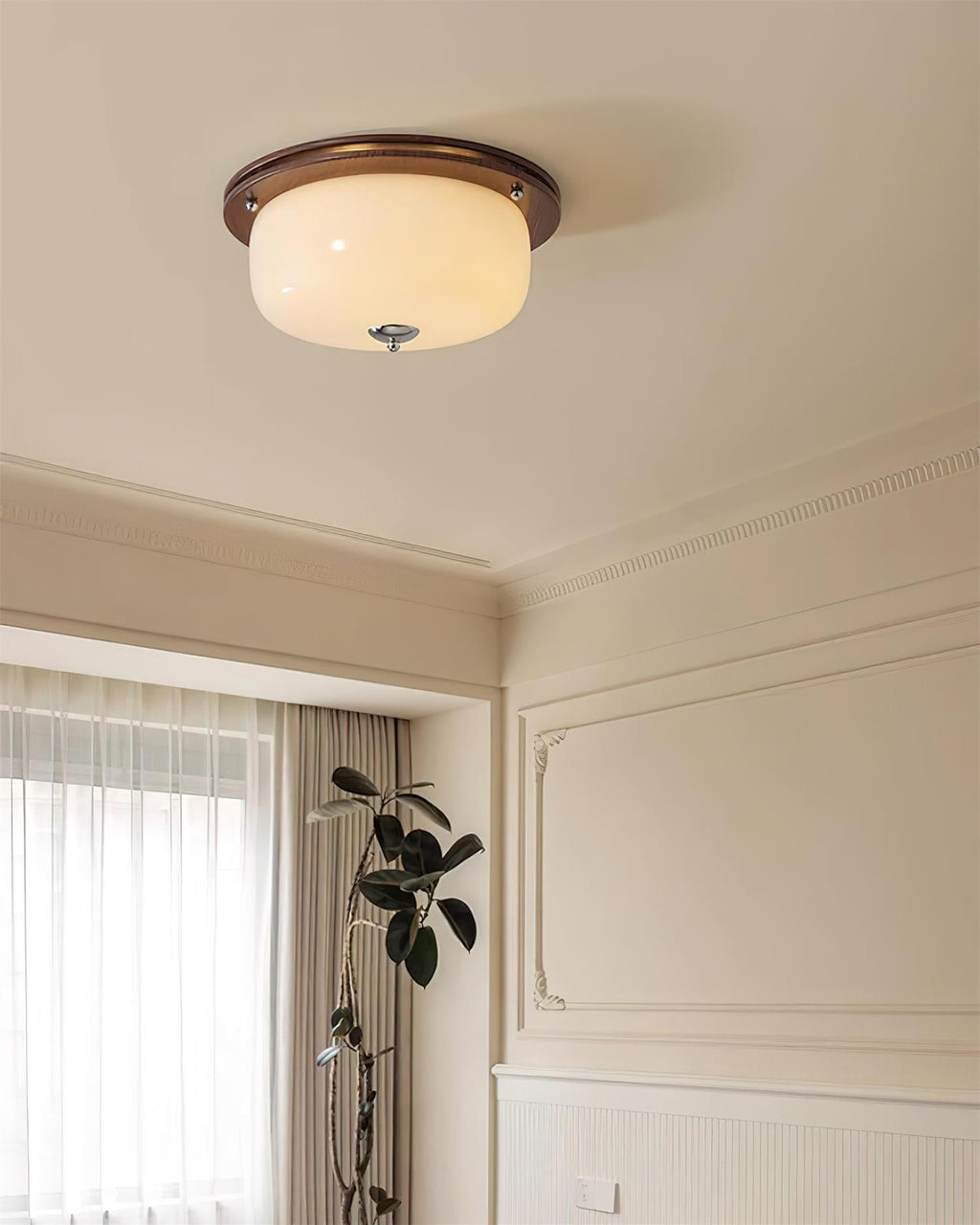 Ceiling Light Glass Flush Mount Modern Minimalist Walnut Brown
