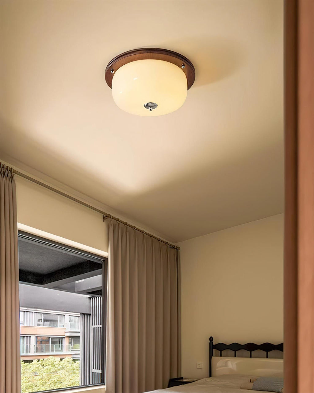 Ceiling Light Glass Flush Mount Modern Minimalist Walnut Brown