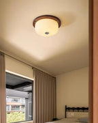 Ceiling Light Glass Flush Mount Modern Minimalist Walnut Brown