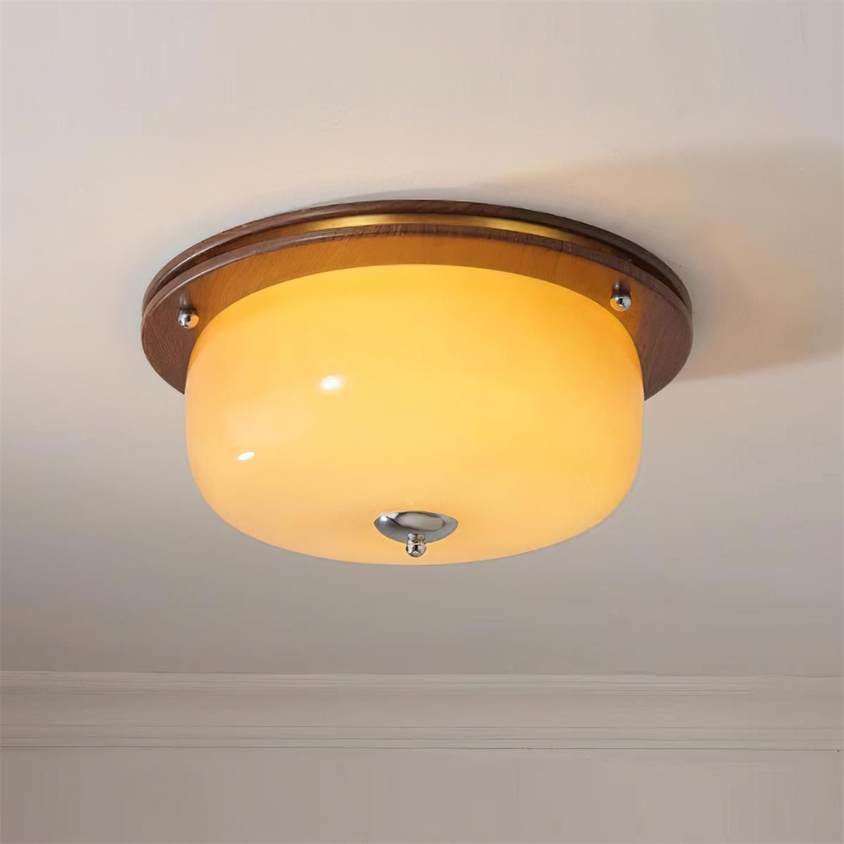 Ceiling Light Glass Flush Mount Modern Minimalist Walnut Brown