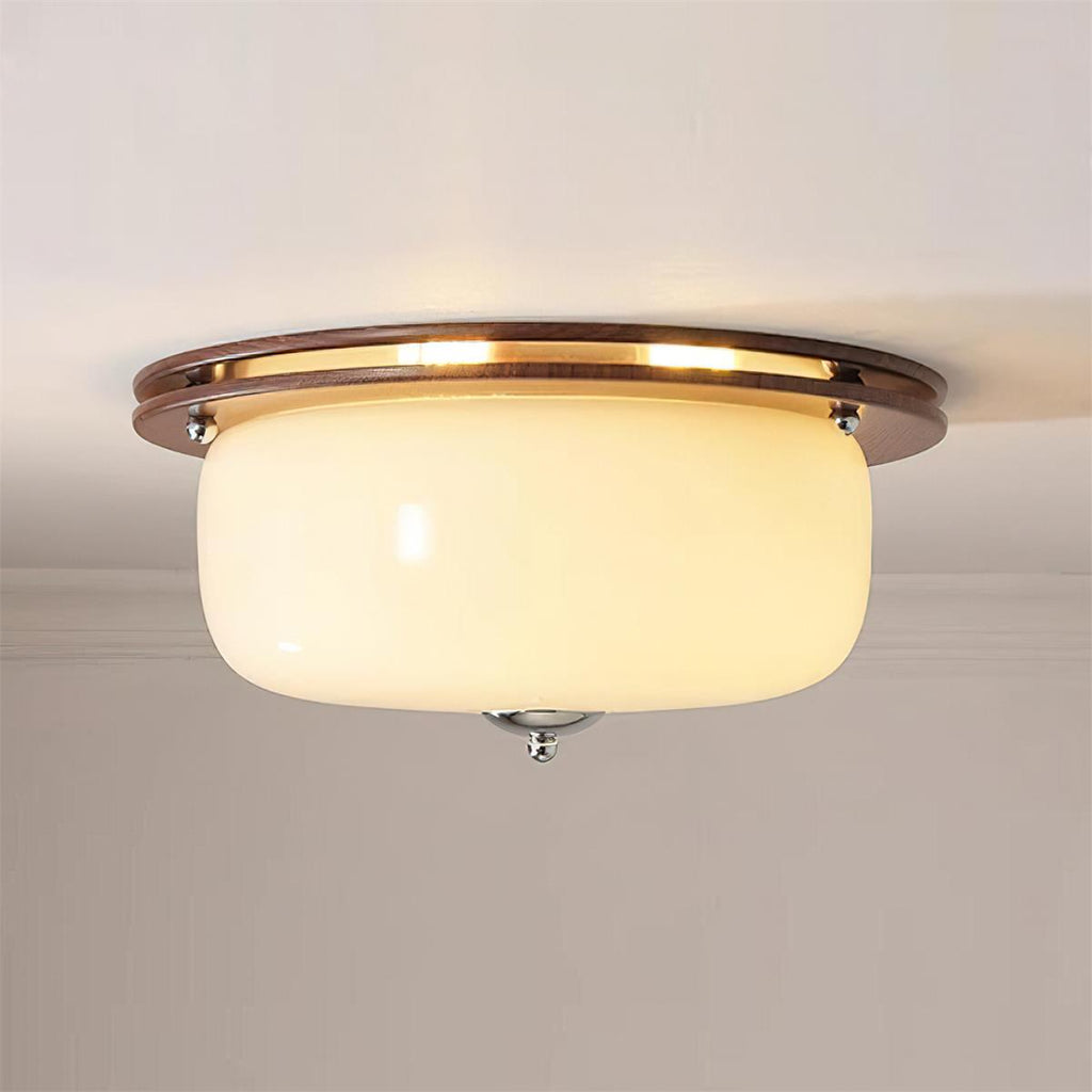 Ceiling Light Glass Flush Mount Modern Minimalist Walnut Brown